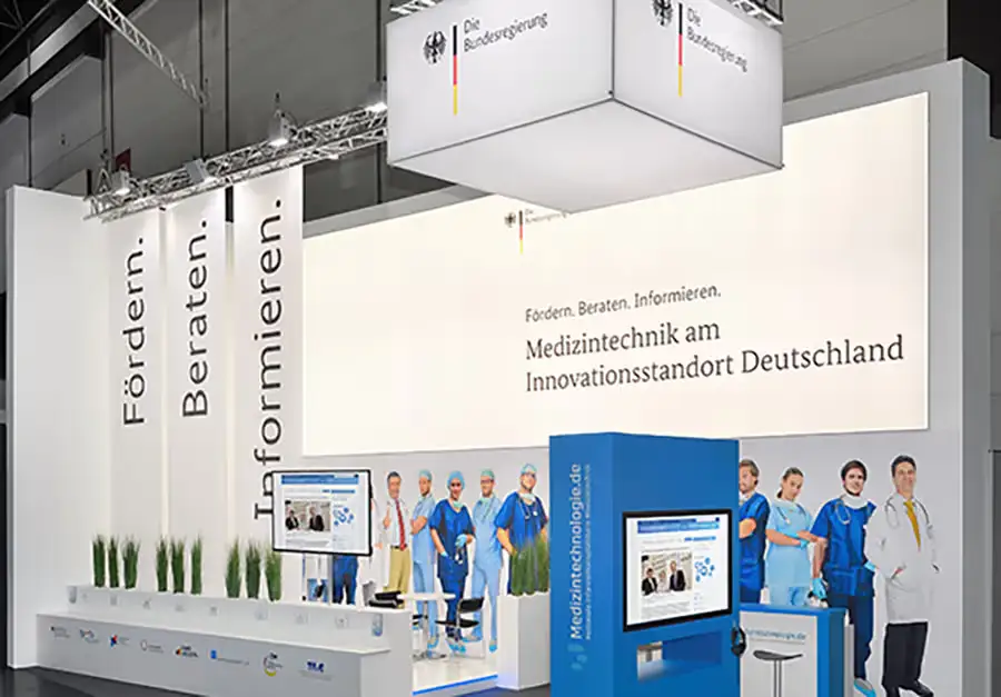 German Federal Government Trade Fair Stand – Medical Technology Trade fair stand for the German Federal Government on medical technology, built by LÜCO
